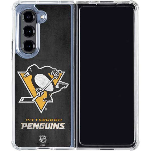 NHL Pittsburgh Penguins Distressed Galaxy Z Fold5 5G Clear Case