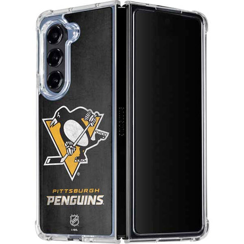 NHL Pittsburgh Penguins Distressed Galaxy Z Fold5 5G Clear Case