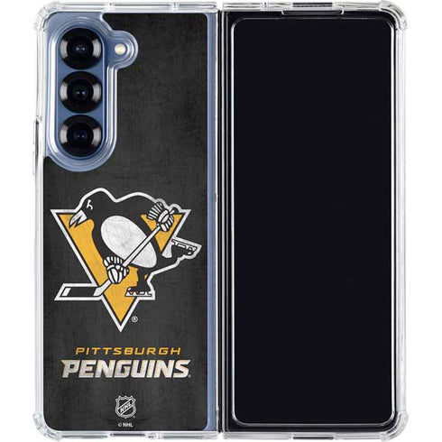 NHL Pittsburgh Penguins Distressed Galaxy Z Fold6 Clear Case