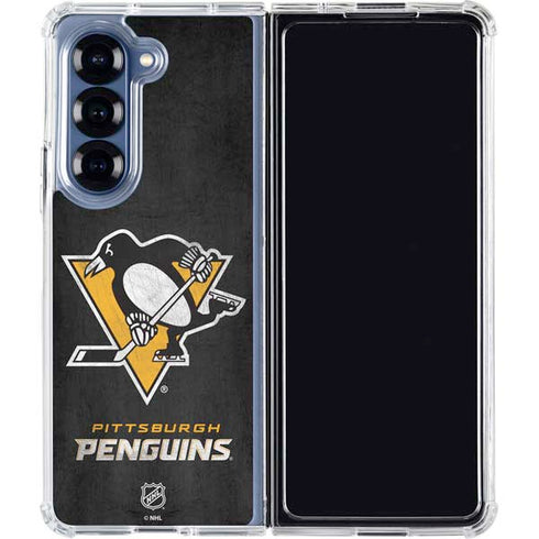 NHL Pittsburgh Penguins Distressed Galaxy Z Fold7 Clear Case