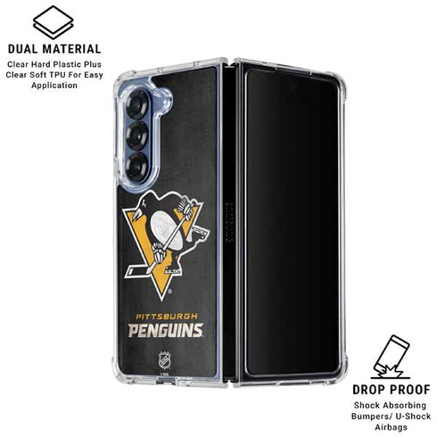 NHL Pittsburgh Penguins Distressed Galaxy Z Fold7 Clear Case