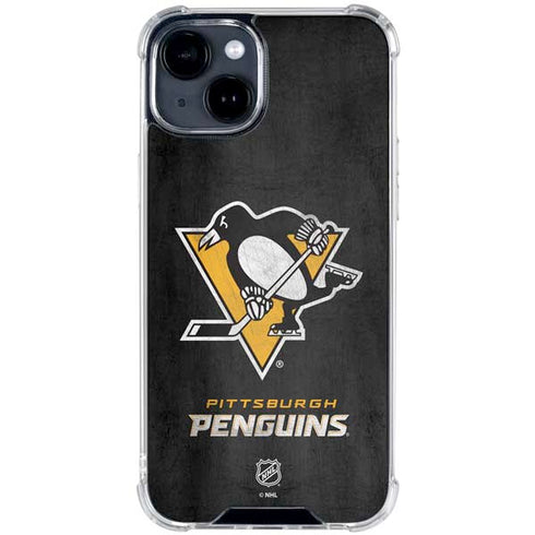 NHL Pittsburgh Penguins Distressed iPhone 15 Clear Case