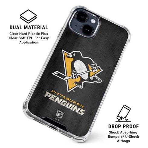 NHL Pittsburgh Penguins Distressed iPhone 15 Clear Case