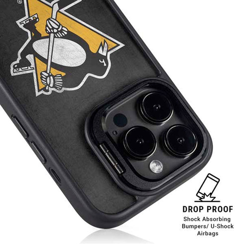 NHL Pittsburgh Penguins Distressed iPhone 15 Pro Max Kickstand Case