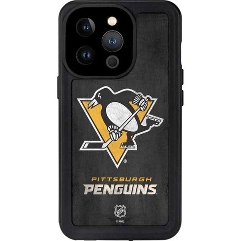NHL Pittsburgh Penguins Distressed iPhone 15 Pro Waterproof Case