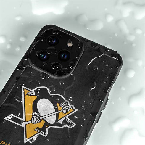 NHL Pittsburgh Penguins Distressed iPhone 15 Pro Waterproof Case