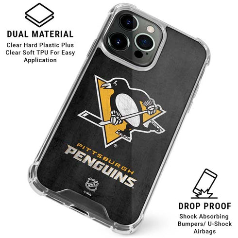 NHL Pittsburgh Penguins Distressed iPhone 16 Pro Max Clear Case