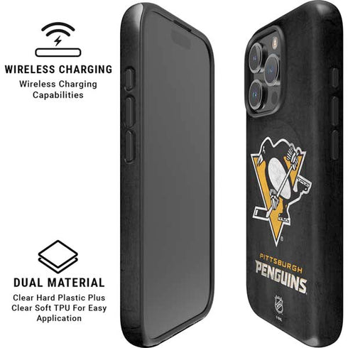 NHL Pittsburgh Penguins Distressed iPhone 16 Pro Max Magsafe Impact Case