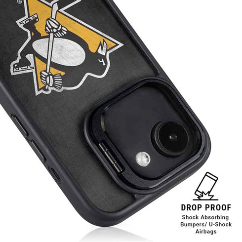 NHL Pittsburgh Penguins Distressed iPhone 16e Kickstand Case