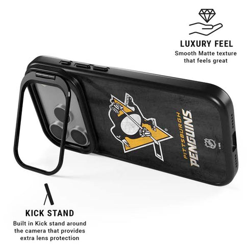 NHL Pittsburgh Penguins Distressed iPhone 17 Pro Max Kickstand Case