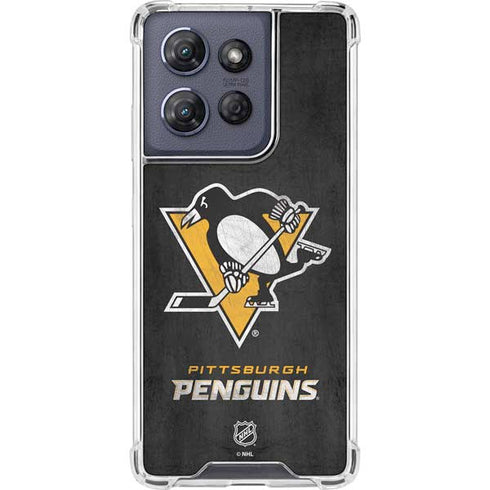 NHL Pittsburgh Penguins Distressed Moto G 5G (2025) Clear Case
