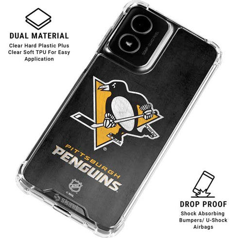 NHL Pittsburgh Penguins Distressed Moto G Power 5G (2024) Clear Case