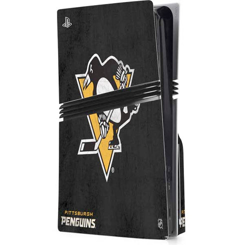 NHL Pittsburgh Penguins Distressed PS5 Pro Disk Console Skin