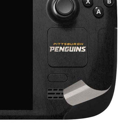 NHL Pittsburgh Penguins Distressed Steam Deck Handheld Gaming Computer OLED Skin