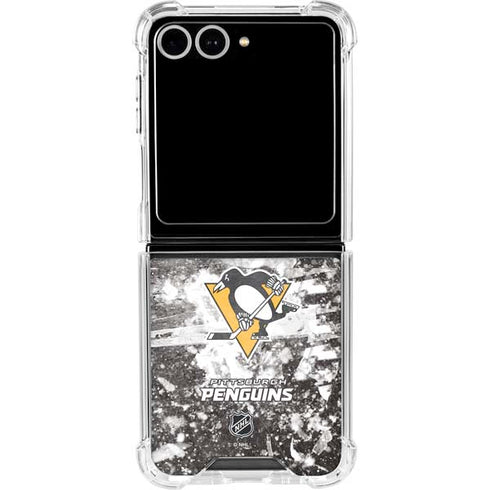 NHL Pittsburgh Penguins Frozen Galaxy Z Flip7 Clear Case