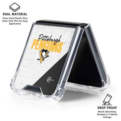 NHL Pittsburgh Penguins Script Galaxy Z Flip6 Clear Case