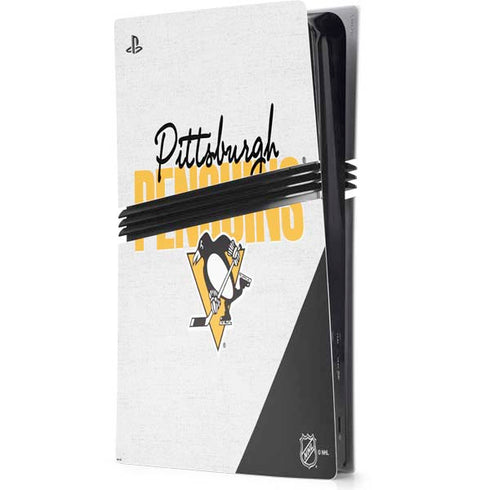 NHL Pittsburgh Penguins Script PS5 Pro Console Skin
