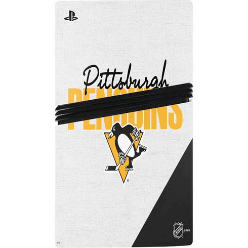 NHL Pittsburgh Penguins Script PS5 Pro Console Skin