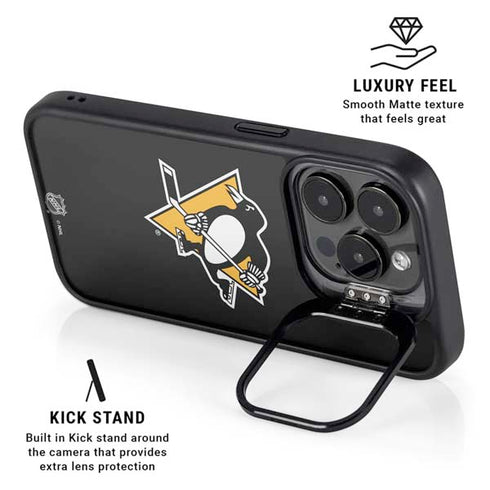 NHL Pittsburgh Penguins Solid Background iPhone 14 Pro Max Kickstand Case