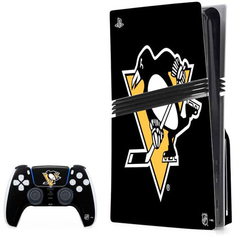 NHL Pittsburgh Penguins Solid Background PS5 Pro Disk Bundle Skin