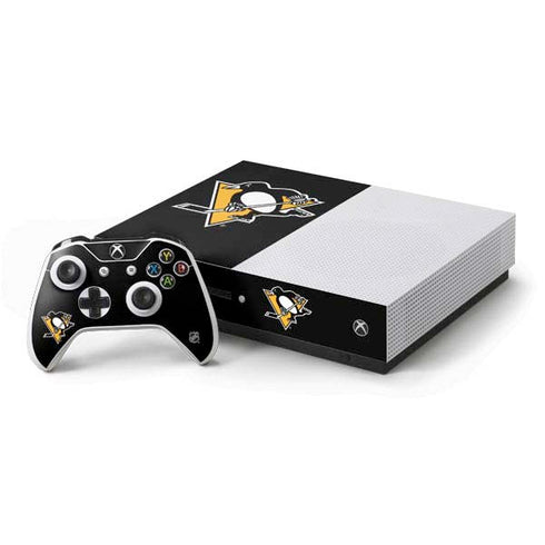 NHL Pittsburgh Penguins Solid Background Xbox One S Console and Controller Bundle Skin