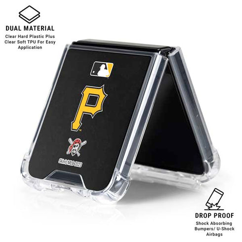 MLB Pittsburgh Pirates - Solid Distressed Galaxy Z Flip6 Clear Case