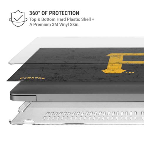 MLB Pittsburgh Pirates - Solid Distressed MacBook Pro 14in (2021-24) Case plus Skin