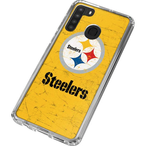 NFL Pittsburgh Steelers - Alternate Distressed Galaxy A21 Clear Case