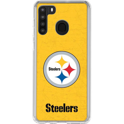 NFL Pittsburgh Steelers - Alternate Distressed Galaxy A21 Clear Case