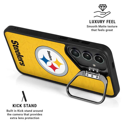NFL Pittsburgh Steelers - Alternate Distressed Galaxy S25 Kickstand Case