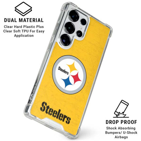 NFL Pittsburgh Steelers - Alternate Distressed Galaxy S25 Ultra Clear Case