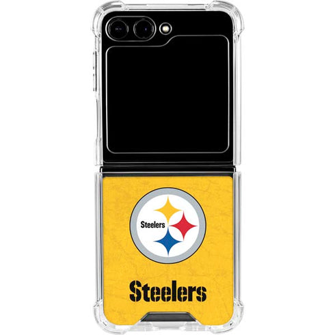 NFL Pittsburgh Steelers - Alternate Distressed Galaxy Z Flip6 Clear Case