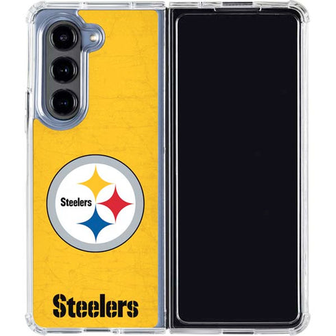 NFL Pittsburgh Steelers - Alternate Distressed Galaxy Z Fold5 5G Clear Case