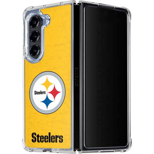 NFL Pittsburgh Steelers - Alternate Distressed Galaxy Z Fold5 5G Clear Case