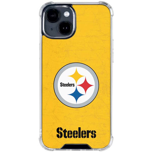 NFL Pittsburgh Steelers - Alternate Distressed iPhone 15 Clear Case
