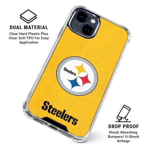 NFL Pittsburgh Steelers - Alternate Distressed iPhone 15 Clear Case