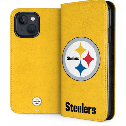 NFL Pittsburgh Steelers - Alternate Distressed iPhone 15 Plus Folio Case