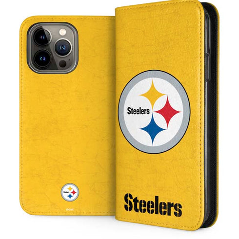 NFL Pittsburgh Steelers - Alternate Distressed iPhone 15 Pro Max Folio Case