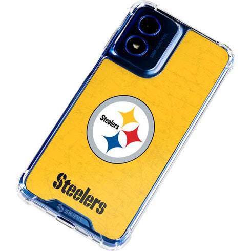 NFL Pittsburgh Steelers - Alternate Distressed Moto G 5G (2024) Clear Case