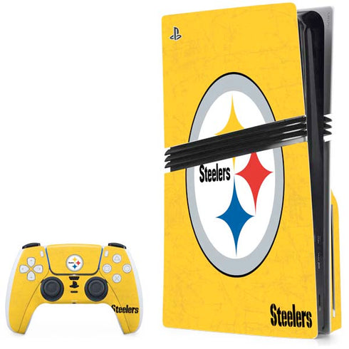 NFL Pittsburgh Steelers - Alternate Distressed PS5 Pro Disk Bundle Skin