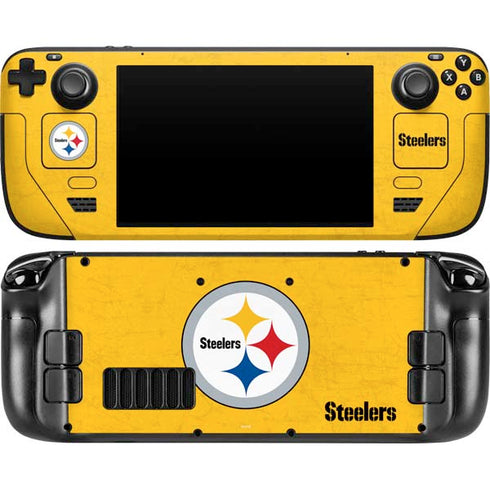 NFL Pittsburgh Steelers - Alternate Distressed Steam Deck Handheld Gaming Computer OLED Skin