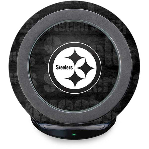 NFL Pittsburgh Steelers Black & White Fast Charge Wireless Charging Stand Skin