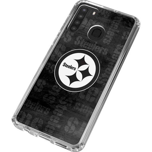 NFL Pittsburgh Steelers Black & White Galaxy A21 Clear Case