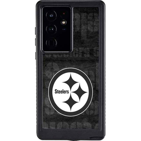 NFL Pittsburgh Steelers Black & White Galaxy S24 Ultra Waterproof Case