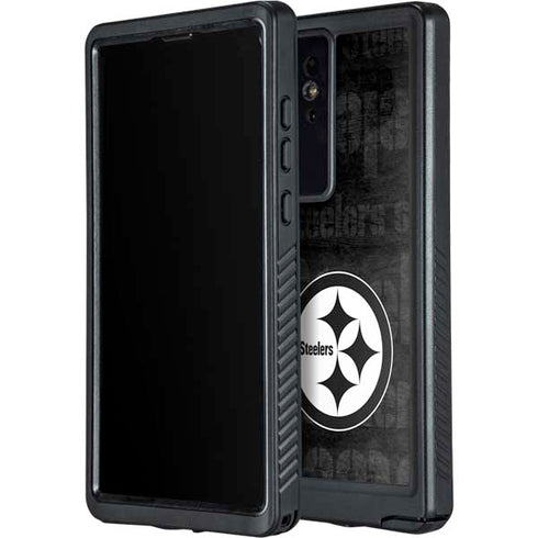 NFL Pittsburgh Steelers Black & White Galaxy S24 Ultra Waterproof Case