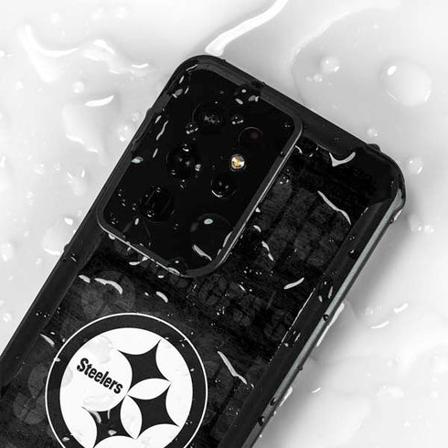 NFL Pittsburgh Steelers Black & White Galaxy S24 Ultra Waterproof Case