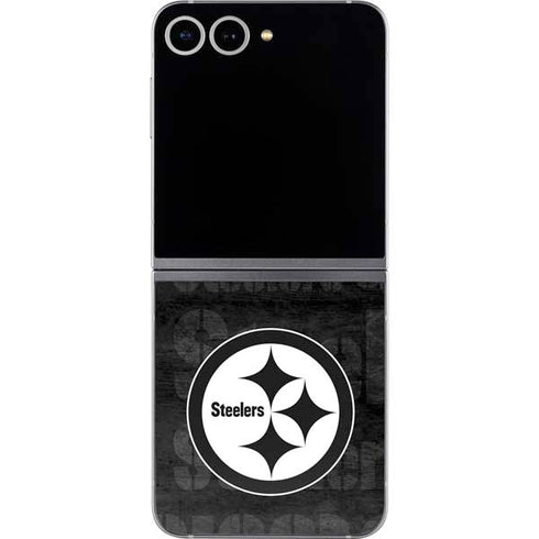 NFL Pittsburgh Steelers Black & White Galaxy Z Flip6 Skin