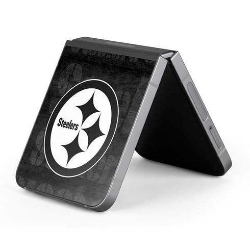 NFL Pittsburgh Steelers Black & White Galaxy Z Flip6 Skin
