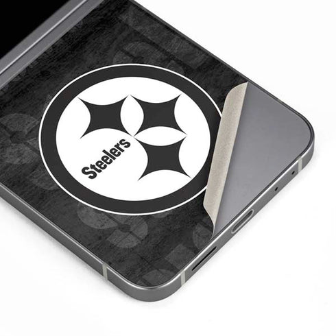 NFL Pittsburgh Steelers Black & White Galaxy Z Flip6 Skin