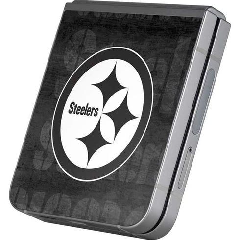 NFL Pittsburgh Steelers Black & White Galaxy Z Flip6 Skin